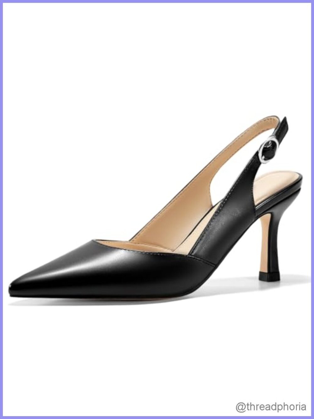 Kitten Heel Slingback Pumps Faux Leather Pointed Toe Wedding Party Shoes